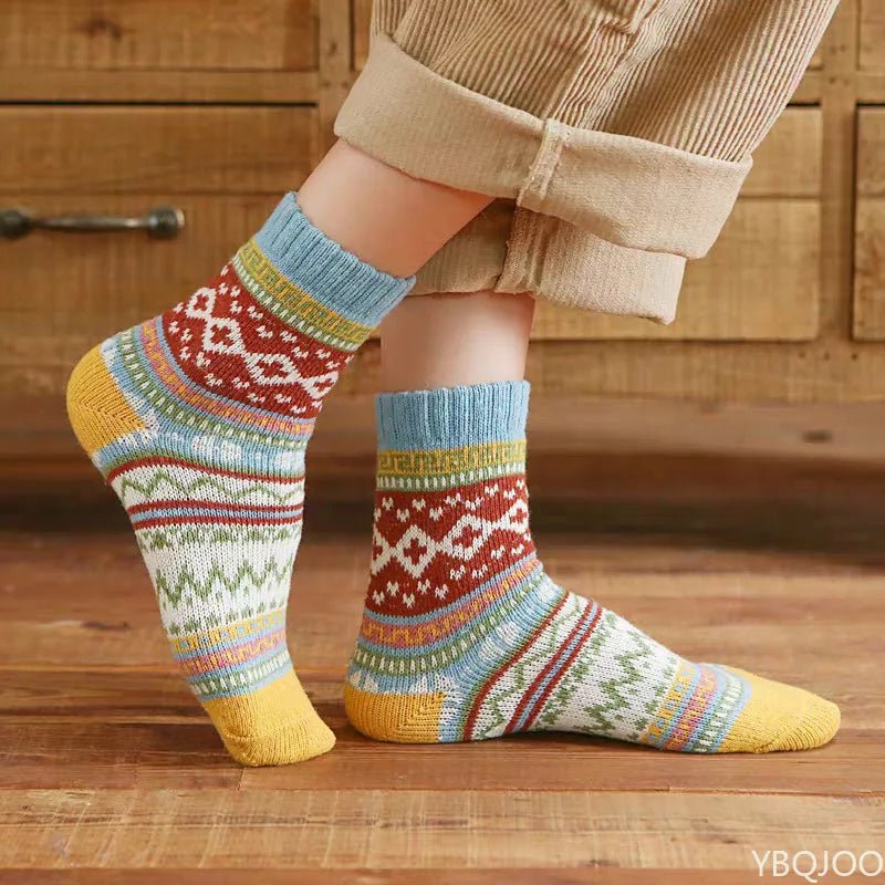 Women's Retro Ethnic Thickened Warm Mid Socks – Cosy Winter Socks - lily supply
