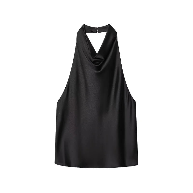 Women's Satin Halter Backless Camisole Top