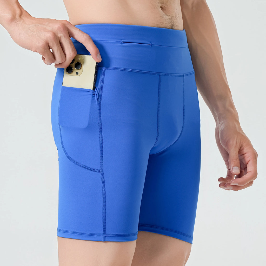 Men's Compression Running Shorts – 4 Pockets Waterproof Cycling Leggings