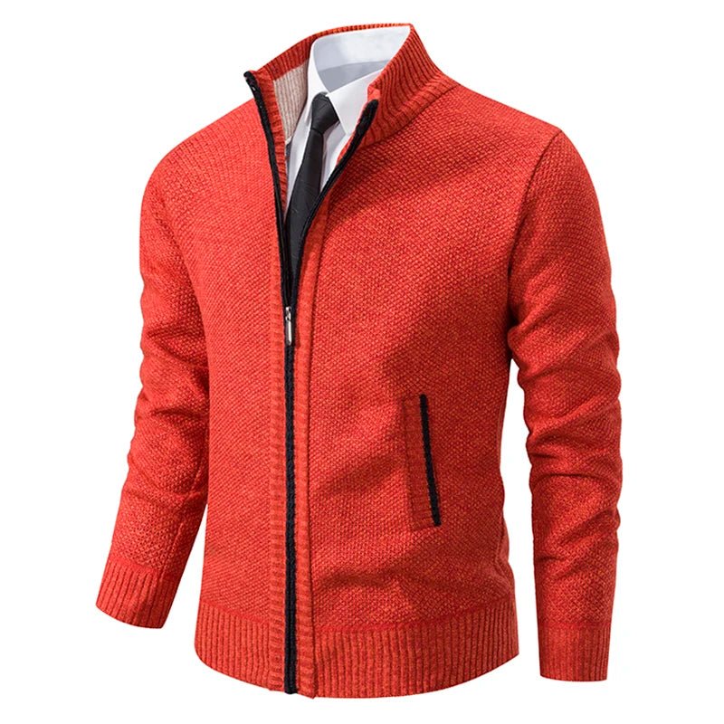 Men's Fleece Zip Stand Collar Cardigan - lily supply