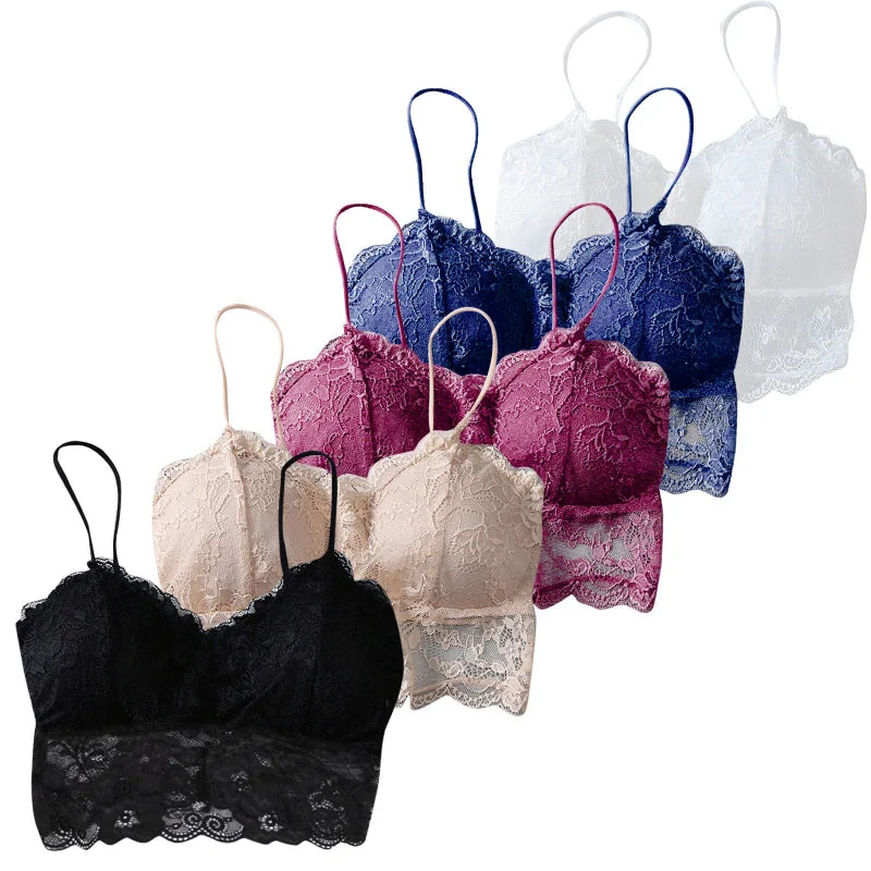 Women's Lace Bralette Zipper Crop Top