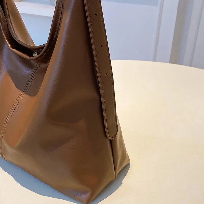 Women's PU Leather Single Shoulder Handbag - Large Capacity Casual Tote - lily supply