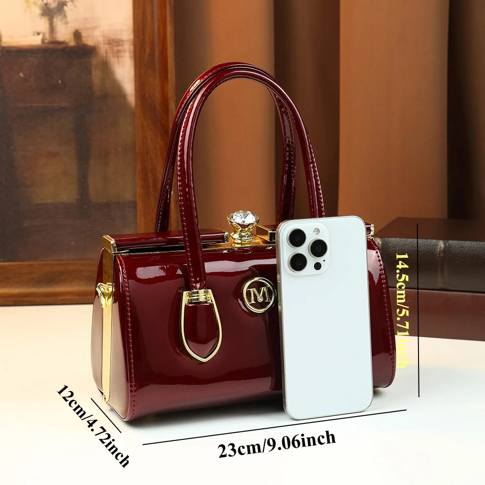 Handbag women 2026 new light luxury diamond studded lock crossbody bag retro pillow bag