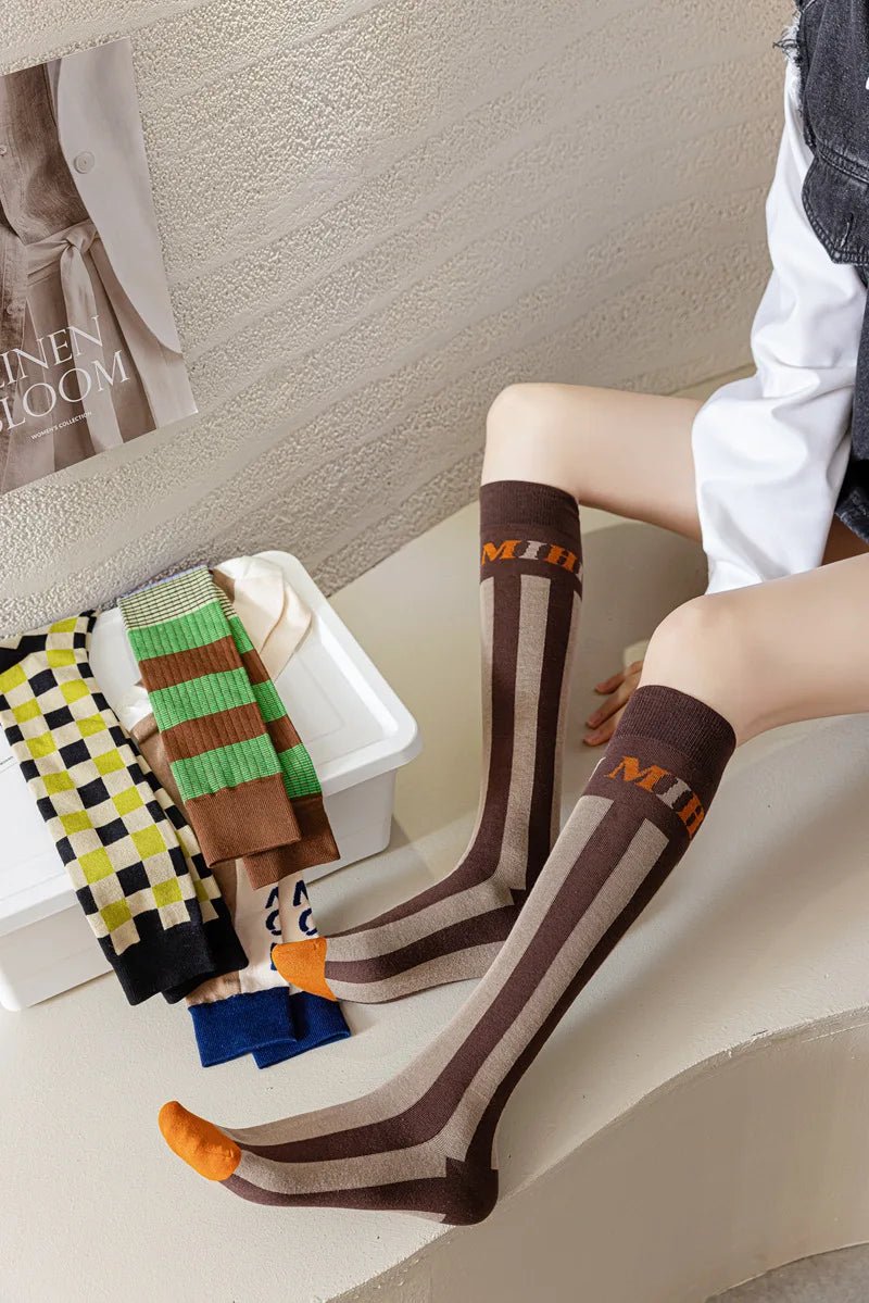 Women's Korean Retro Knee Length Socks – Vintage Style Long Socks - lily supply