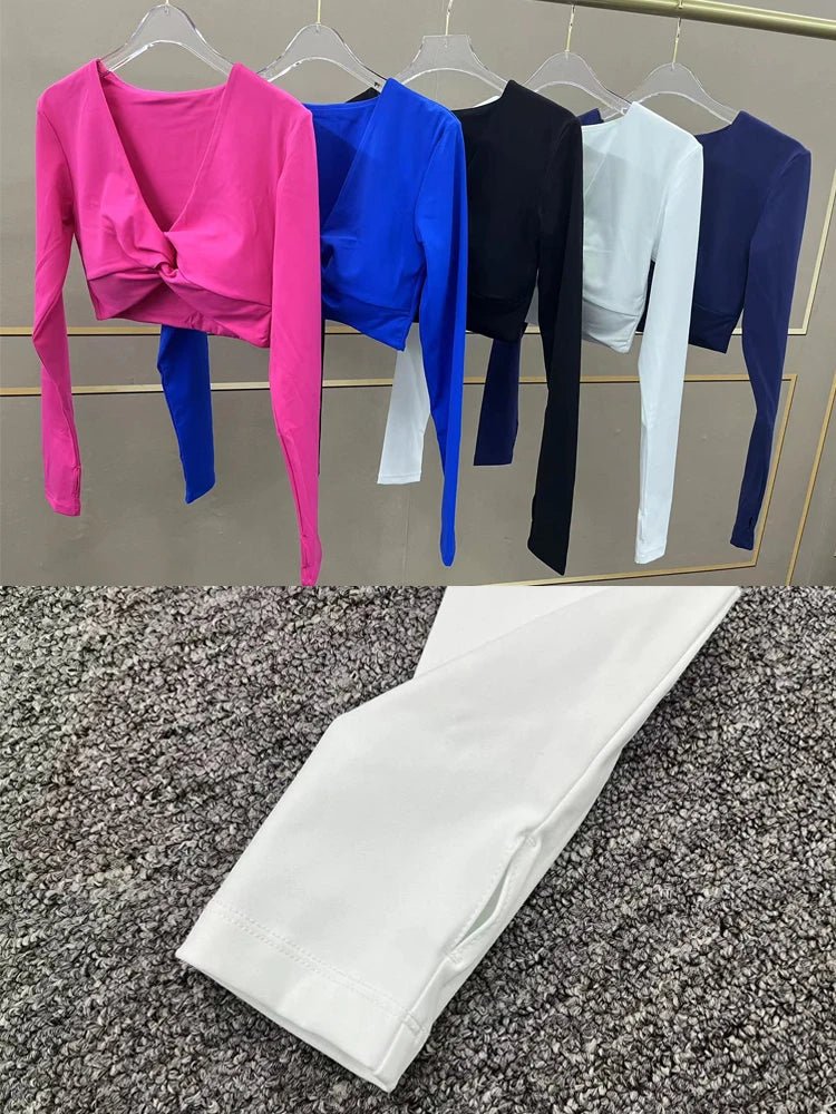 Women's Shirt Crop Top Fitness Shirts Gym Running Workout Long Sleeve Sports Top Woman Yoga Tops Activewear With Thumb Hole - lily supply