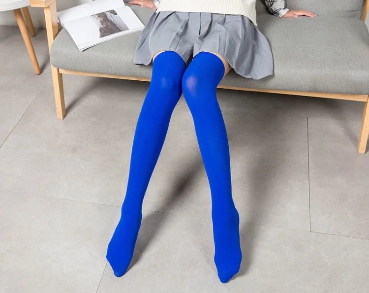 Women Over Knee Thigh High Socks - Pink & Black - lily supply