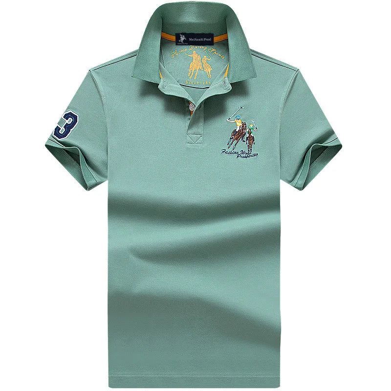 Men's Casual Embroidery Short Sleeve Polo