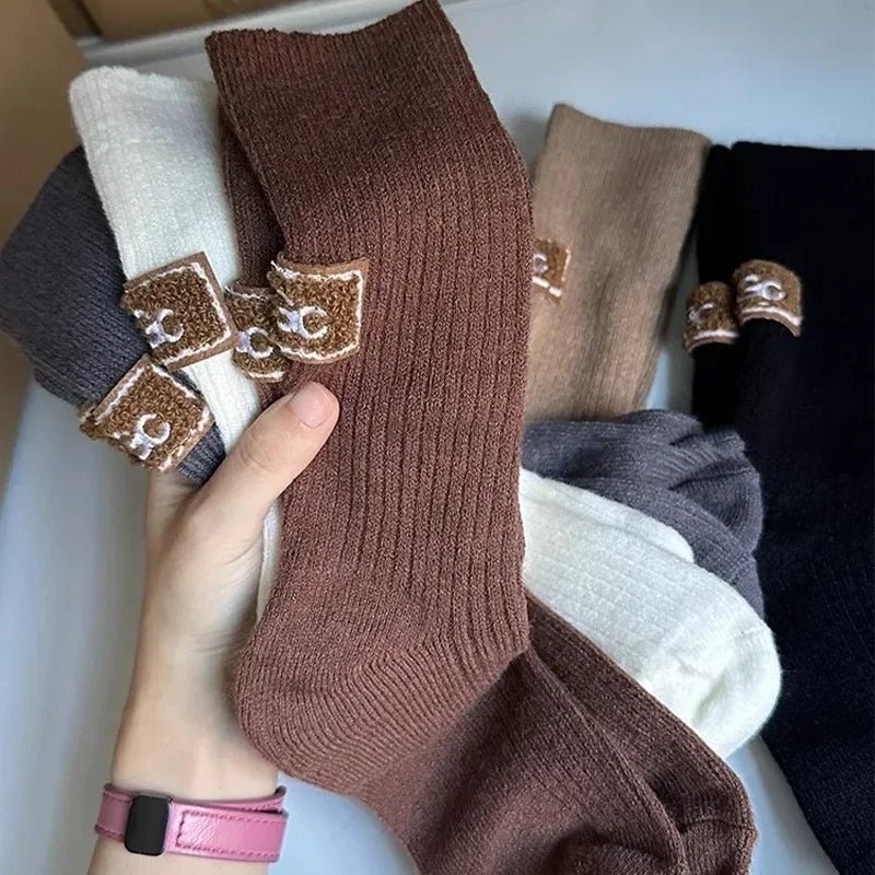 Women's Furry Heel Knitted Snow Boot Socks – Cosy Winter Boot Socks - lily supply