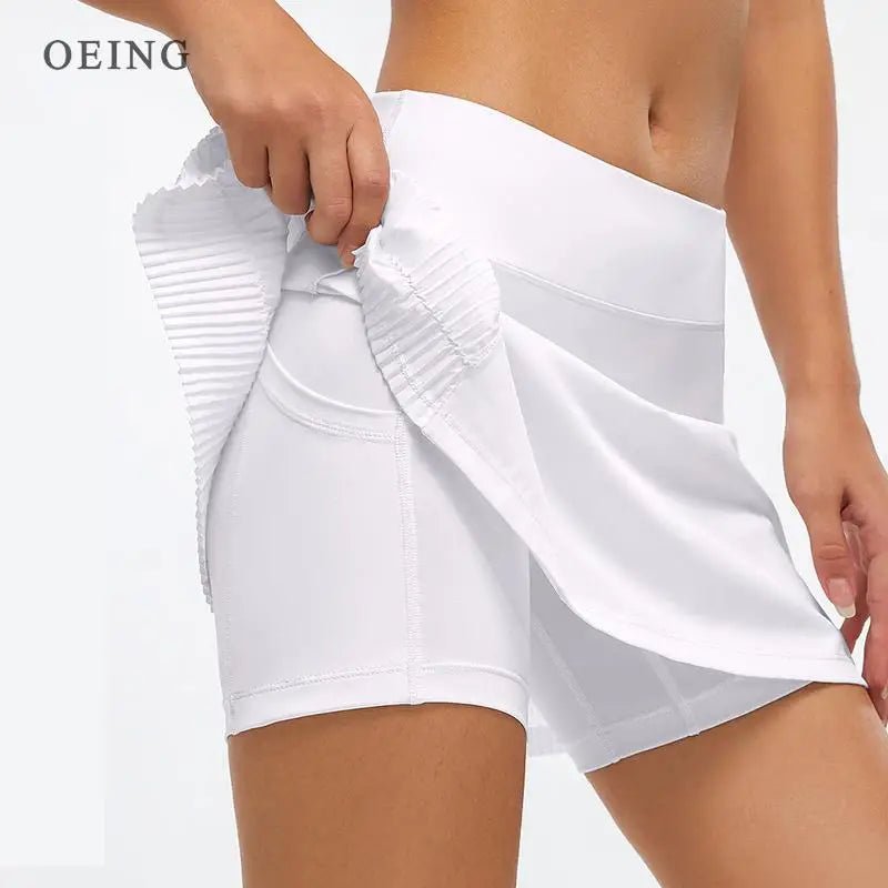 Women Sports Tennis Skirts Fitness Running Shorts High Waist Athletic Skirt With Pockets Pleated Sport Skort Golf Sportswear - lily supply