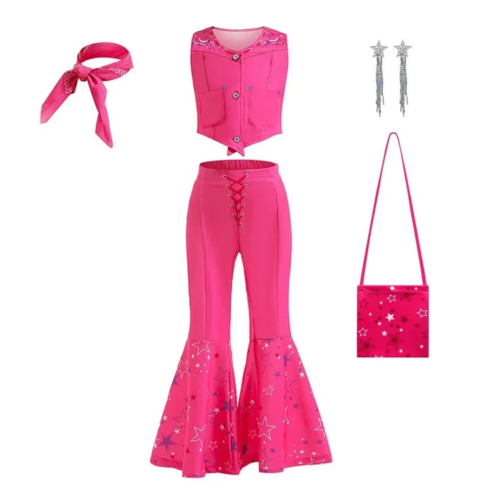 Girls Cowgirl Dress Girls Costume for Kids Girls Cosplay Birthday Party Princess Pink Halloween Carnival For Girls Top Trousers - lily supply
