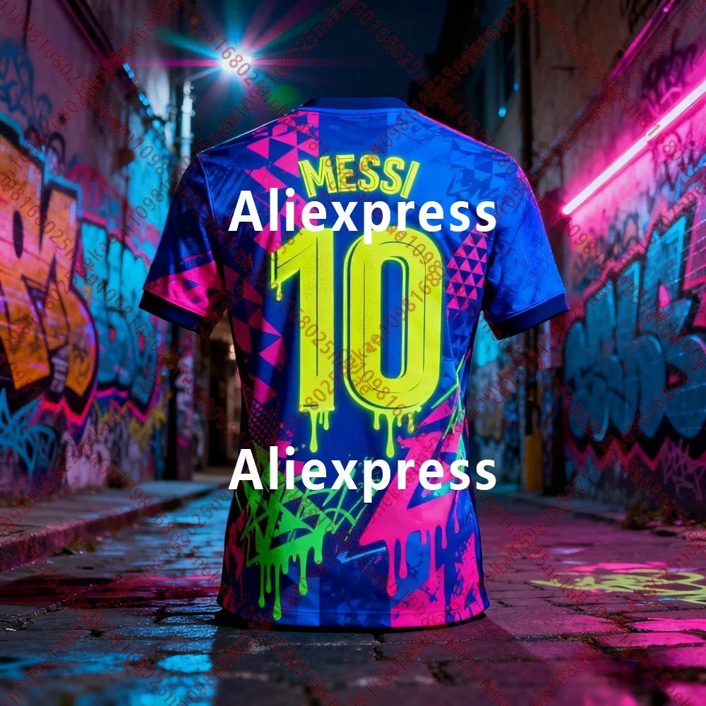 Messi 10 Soccer Jersey – Blue & Red with Gold Accents - lily supply
