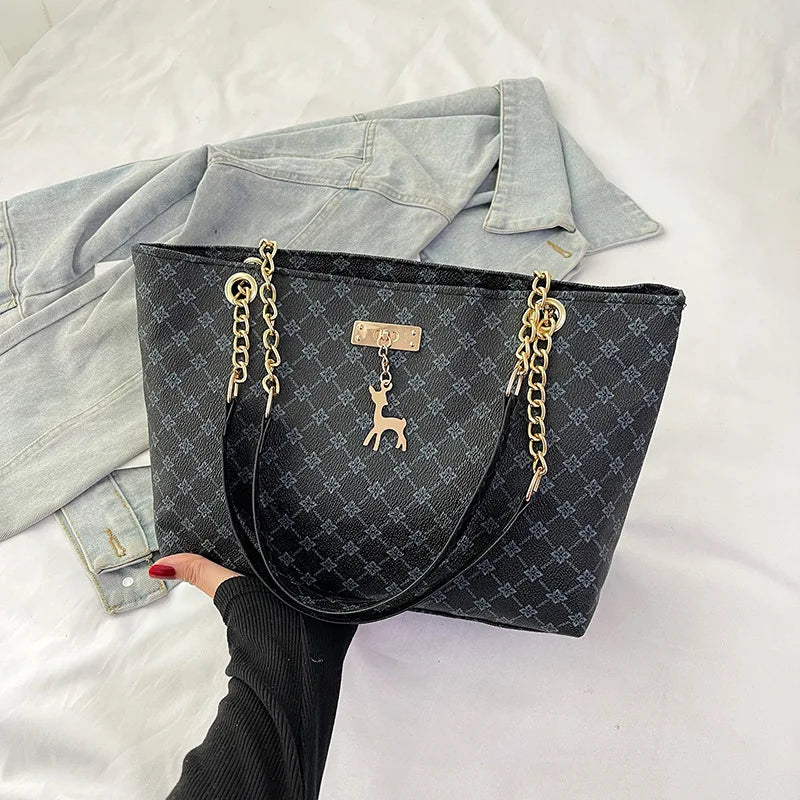 Women's Large Capacity Luxury Print Tote Bag - Trendy Shoulder Purse