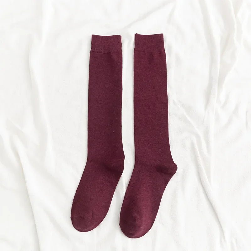 Women's Cotton Knee High Black Calf Socks – Classic Long Socks - lily supply