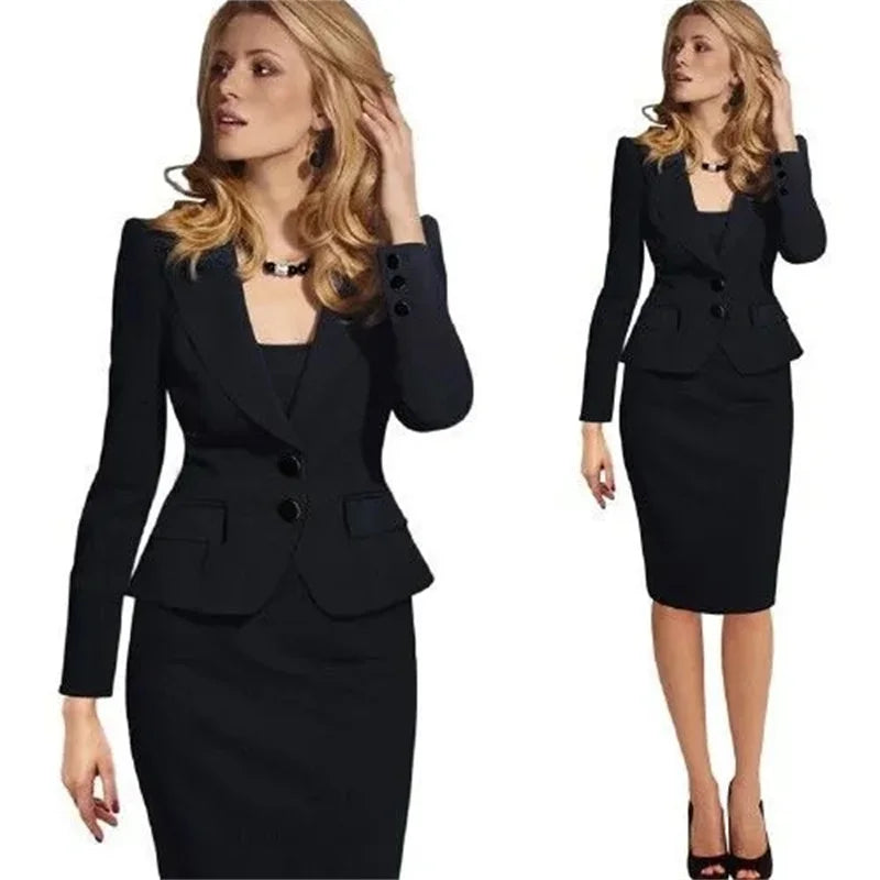 Women Blazer Casual Single Button Long Sleeve Black White Slim Suit Ladies Office Coat Fashion New Winter Autumn Jacket