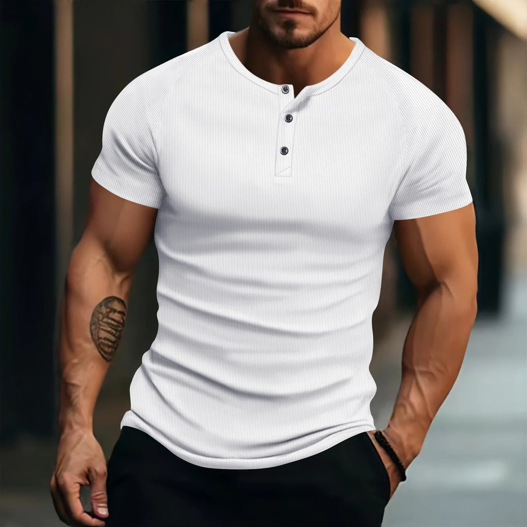 T Shirt Men Casual Short Sleeve Muscle Joggers Bodybuilding Tshirt Male Gym Fitness Tops Tee Streetwear Slim Fit Summer T-shirt - lily supply