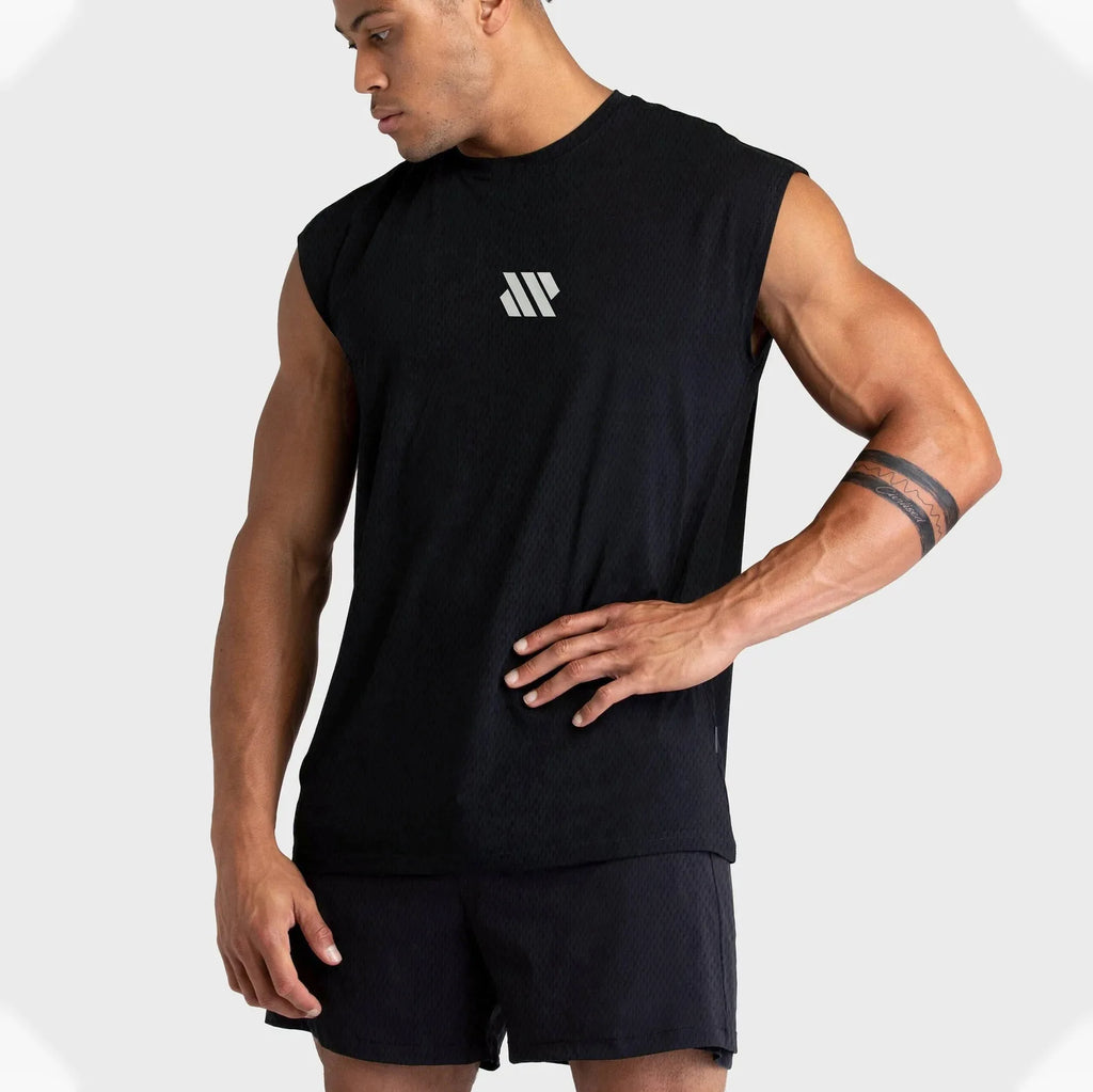 Men's Sleeveless Sports Shirt, Gym Fitness, Running, Quick Drying Vest, Breathable, Loose, Training, Summer Men's Wear - lily supply