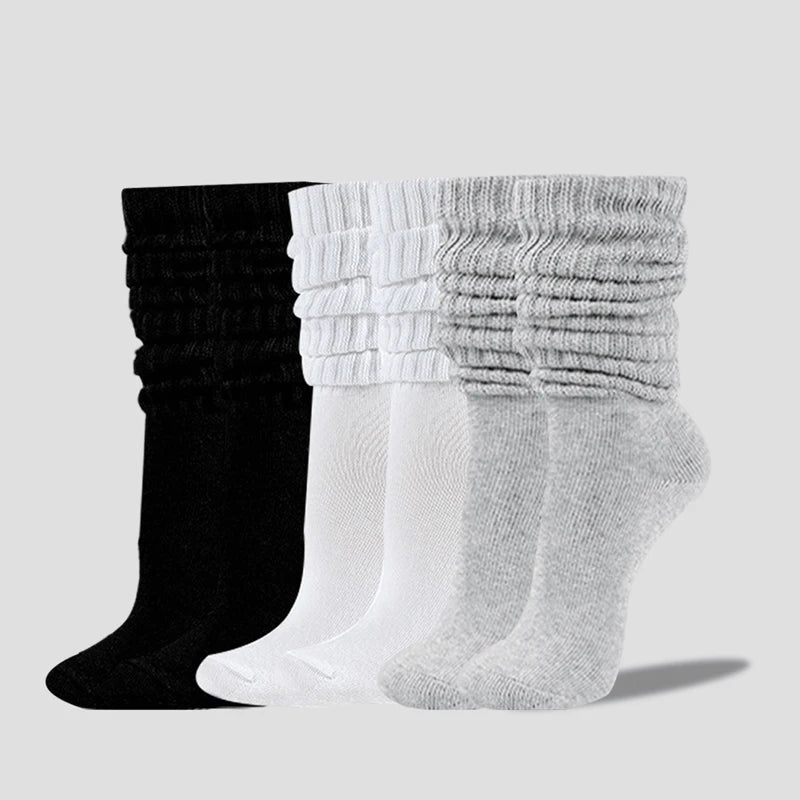 Women's White Solid Pile - Up Mid Length Socks – Casual Cotton Socks - lily supply