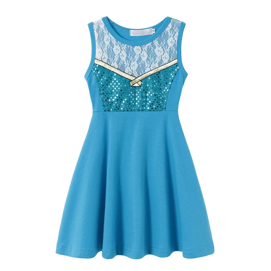 Children's Casual Dress for Girls Mermaid Rapunzel Dress One - Shoulder Sling Short Sleeve Princess Costume Summer Casual Vest - lily supply