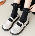 Women's Lolita Lace Ruffle Mesh Socks - Black White Sweet Japanese Fashion - lily supply