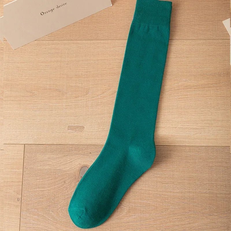 Women's JK Cotton Knee High Socks - Black White Slimming Japanese Korean Style - lily supply