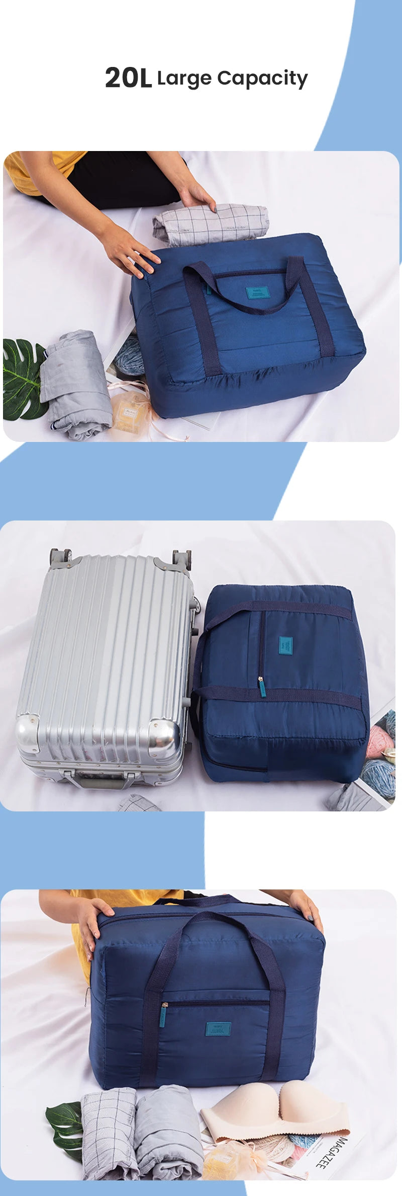 Lightweight Foldable Travel Duffel Bag - Unisex Carry-On Weekend Tote