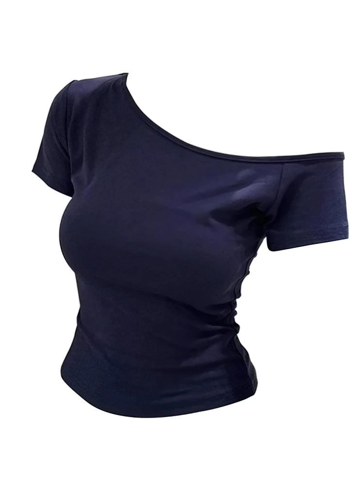 Women's Off Shoulder One Shoulder Korean Top