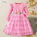 Girls Floral Long Sleeve Dress | Casual Birthday Party Dress for Kids 2 - 7Y - lily supply