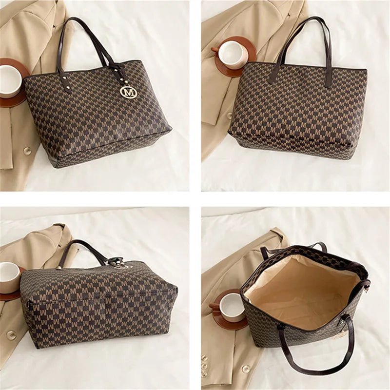 Women's PU Leather Print Commuting Tote Bag - Large Capacity College Handbag - lily supply