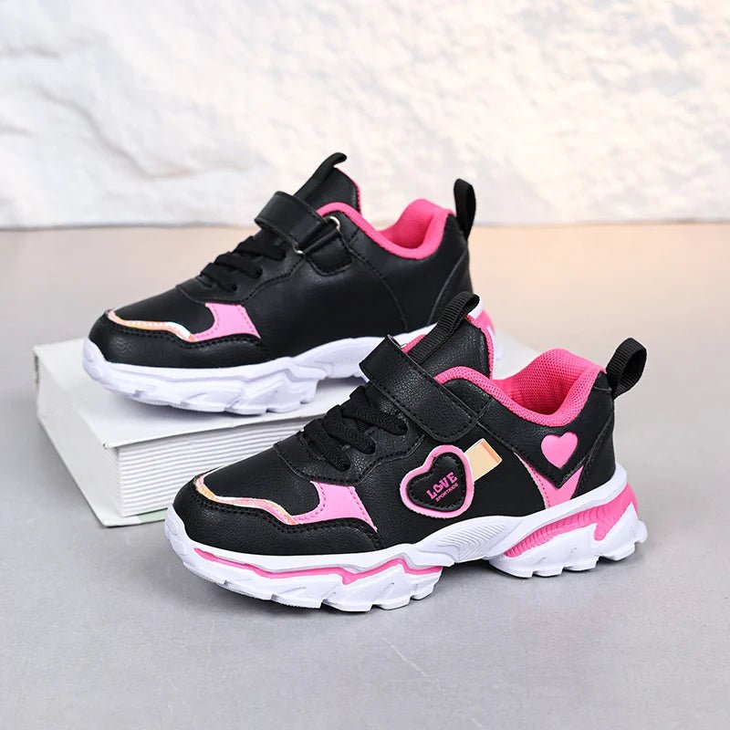 Girls' autumn and winter sports shoes, anti slip leather surface, elementary school students' spring outdoor shoes, middle - aged - lily supply