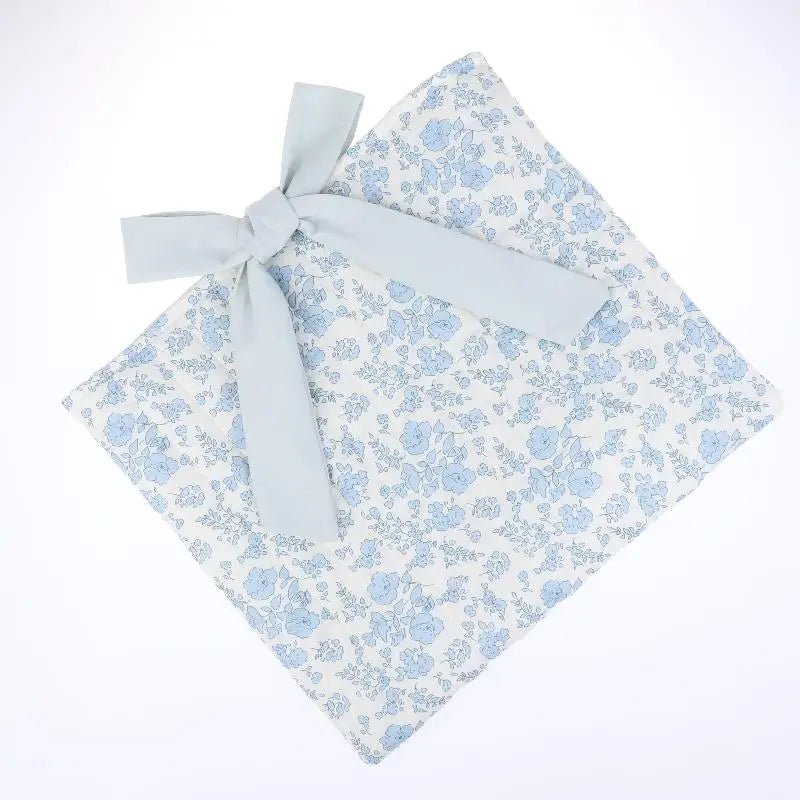 Blue Floral Bow Cotton Linen Tote Bag - Lightweight Daily & Beach Shoulder Bag - lily supply