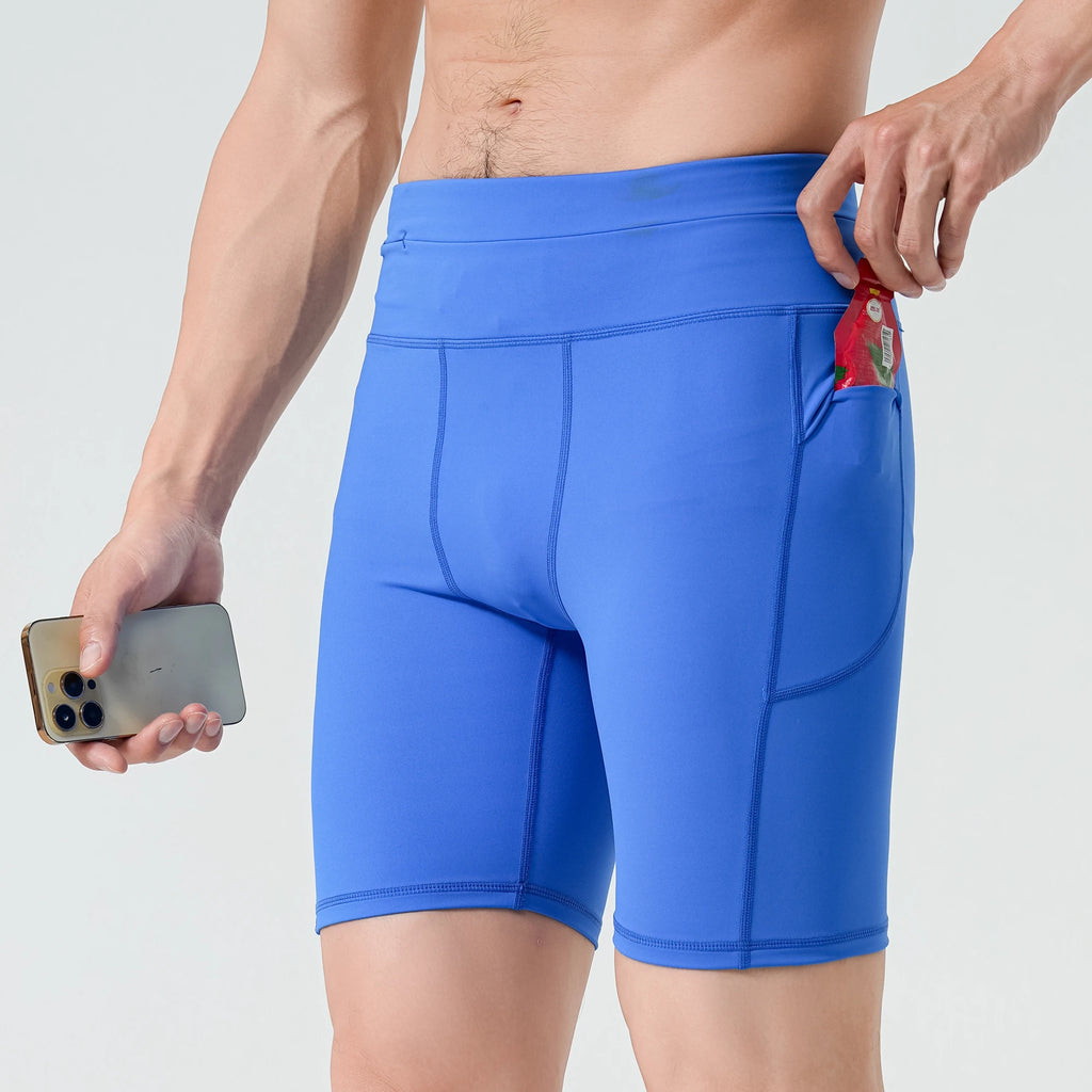 Men's Compression Running Shorts – 4 Pockets Waterproof Cycling Leggings