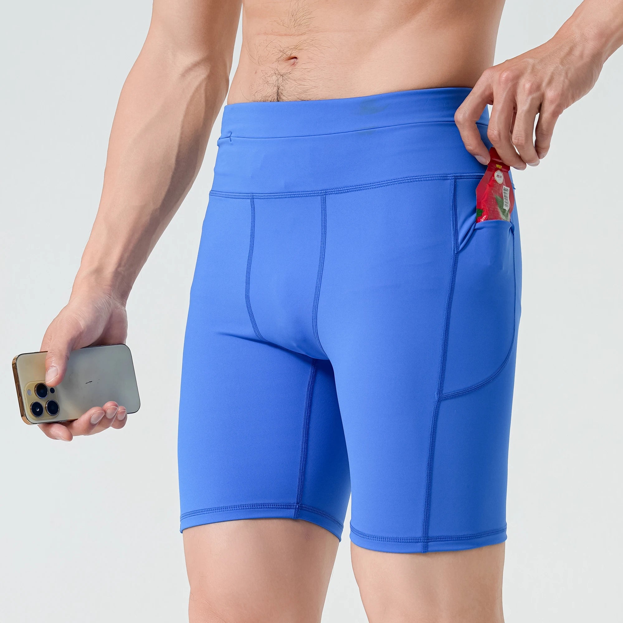 Men's Compression Running Shorts – 4 Pockets Waterproof Cycling Leggings