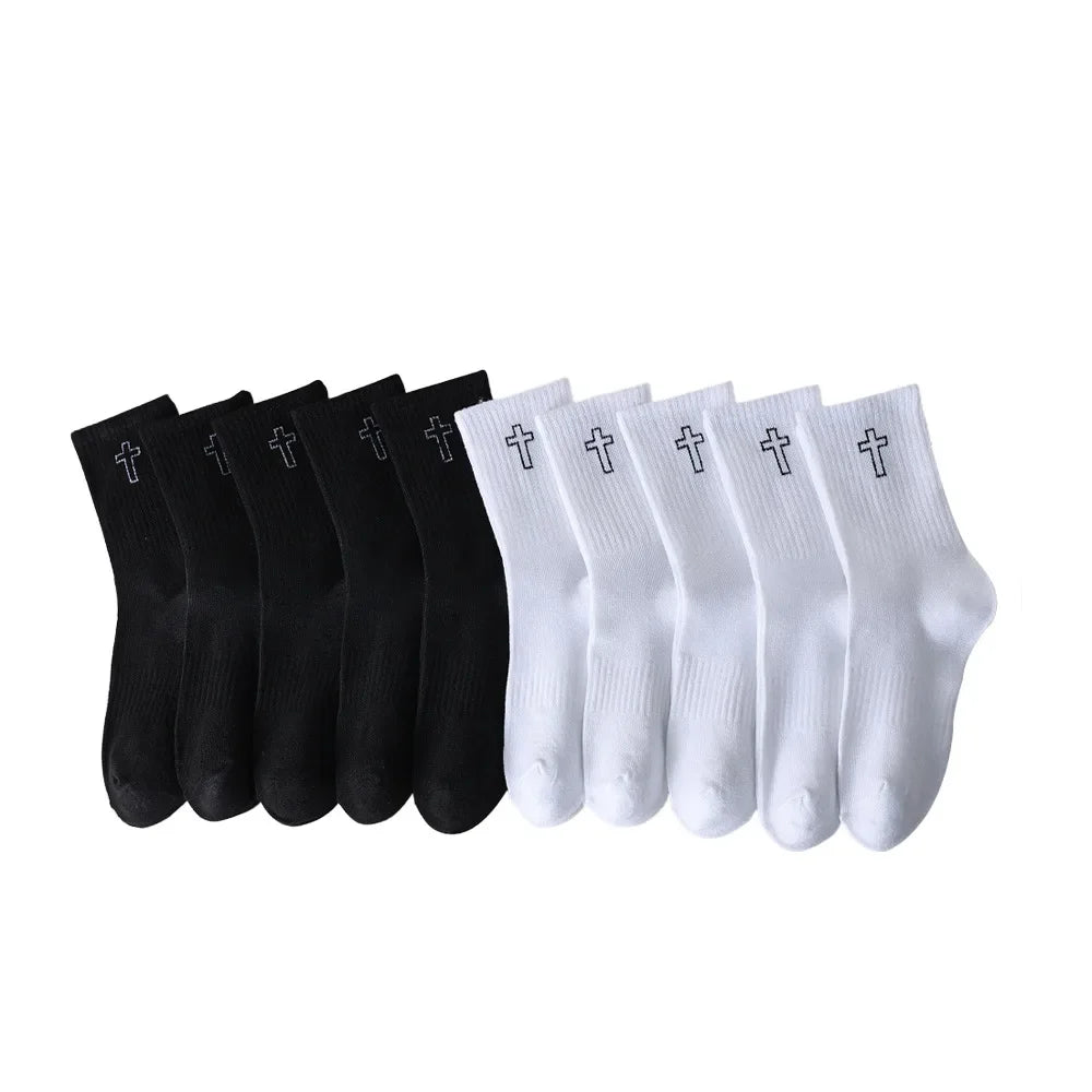 Men & Women Solid Colour Socks - 5/10 Pairs Antibacterial Breathable Comfortable - lily supply
