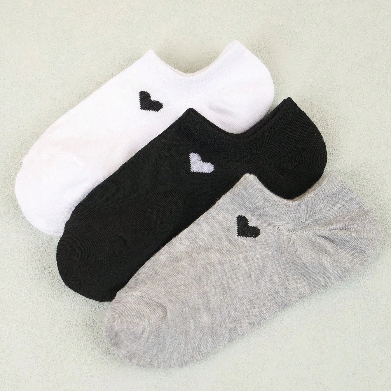 Women's Heart Pattern No - Show Socks – Invisible Ankle Socks - lily supply