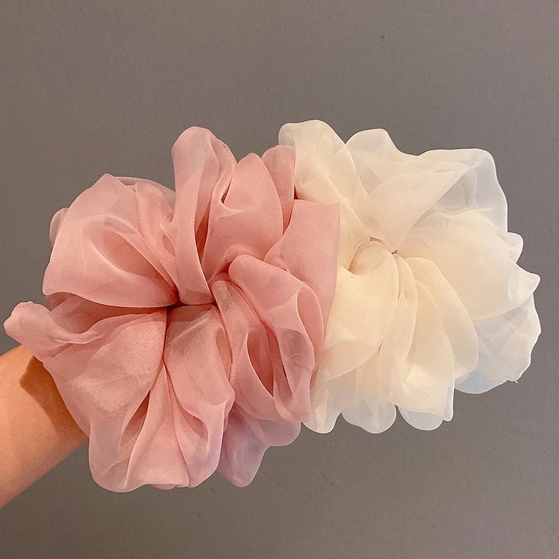 Oversized Organza Chiffon Scrunchie - Korean Large Elastic Hair Bands - lily supply