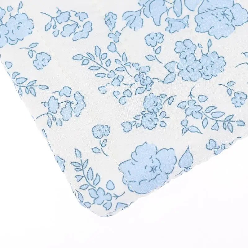 Blue Floral Bow Cotton Linen Tote Bag - Lightweight Daily & Beach Shoulder Bag - lily supply