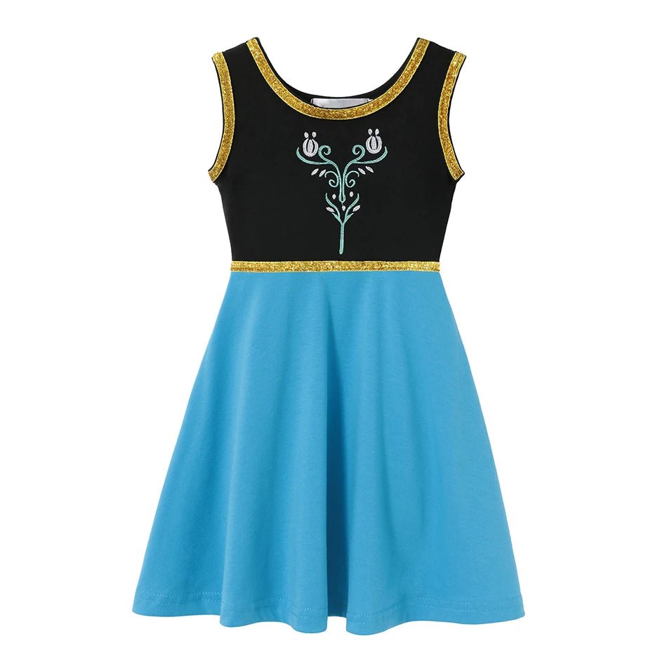 Children's Casual Dress for Girls Mermaid Rapunzel Dress One - Shoulder Sling Short Sleeve Princess Costume Summer Casual Vest - lily supply