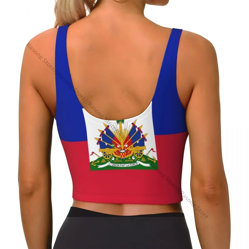 Women Sexy Sports Vest Flag Of Haiti Female Streetwear Sport Lingerie Tee Crop Top - lily supply