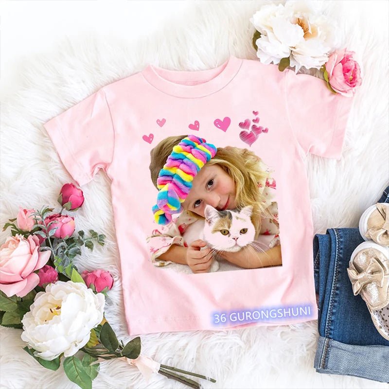 t-shirt for girls Cute Nastya Cartoon Print Girls Clothes Summer Kids T Shirts Fashion Baby Tshirts Pink Camisole Tops wholesale - lily supply