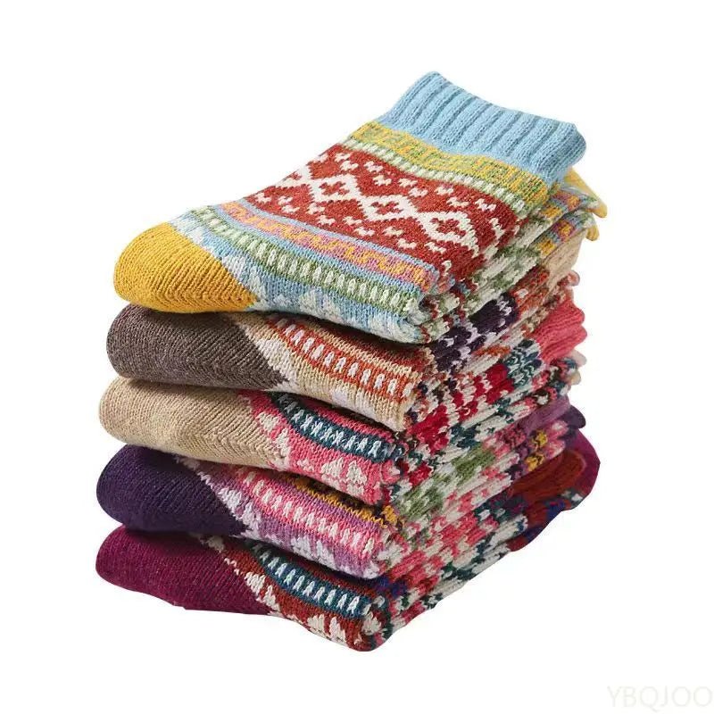 Women's Retro Ethnic Thickened Warm Mid Socks – Cosy Winter Socks - lily supply