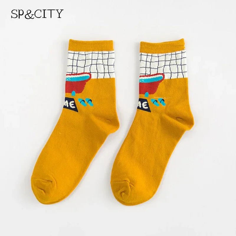 Vintage Women Cartoon Patterned Funny Socks - lily supply