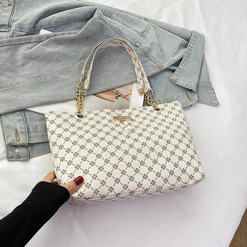 Women's Large Capacity Luxury Print Tote Bag - Trendy Shoulder Purse