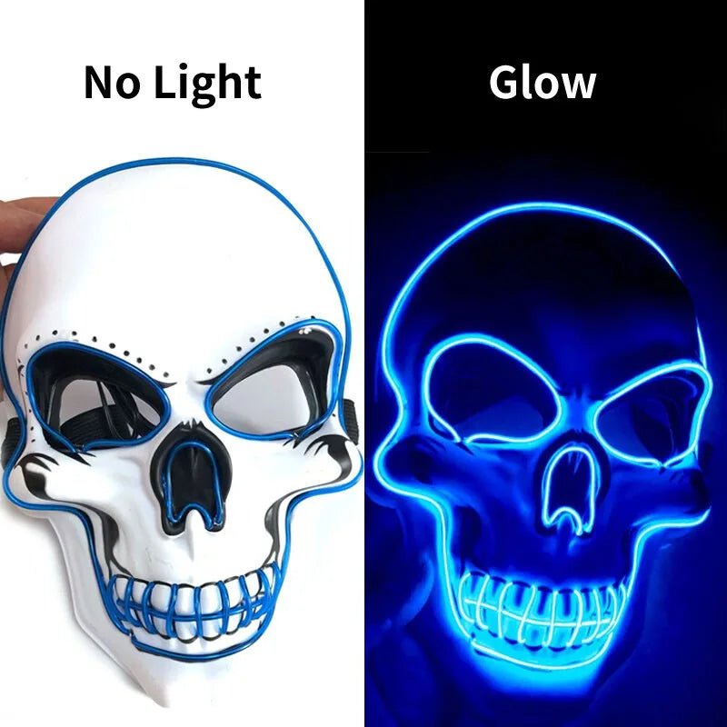 Halloween Horror Skull Mask LED Cold Light Mask LED Halloween Mask Cosplay Mask Halloween Party Decoration Luminous Skull Masks - lily supply