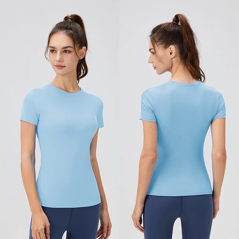 2024 Women Sports Shirt Tight Yoga top Quick Dry Gym Top Outdoor Short Sleeve Running Sportswear Women T-shirts - lily supply
