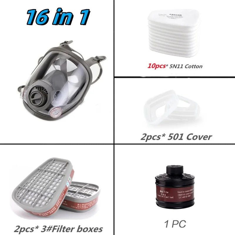 6800 Full Face Safety Work Gas Masks Survival Nuclear and Chemical with 40mm Activated Carbon Filter & Anti - Fog Design - lily supply