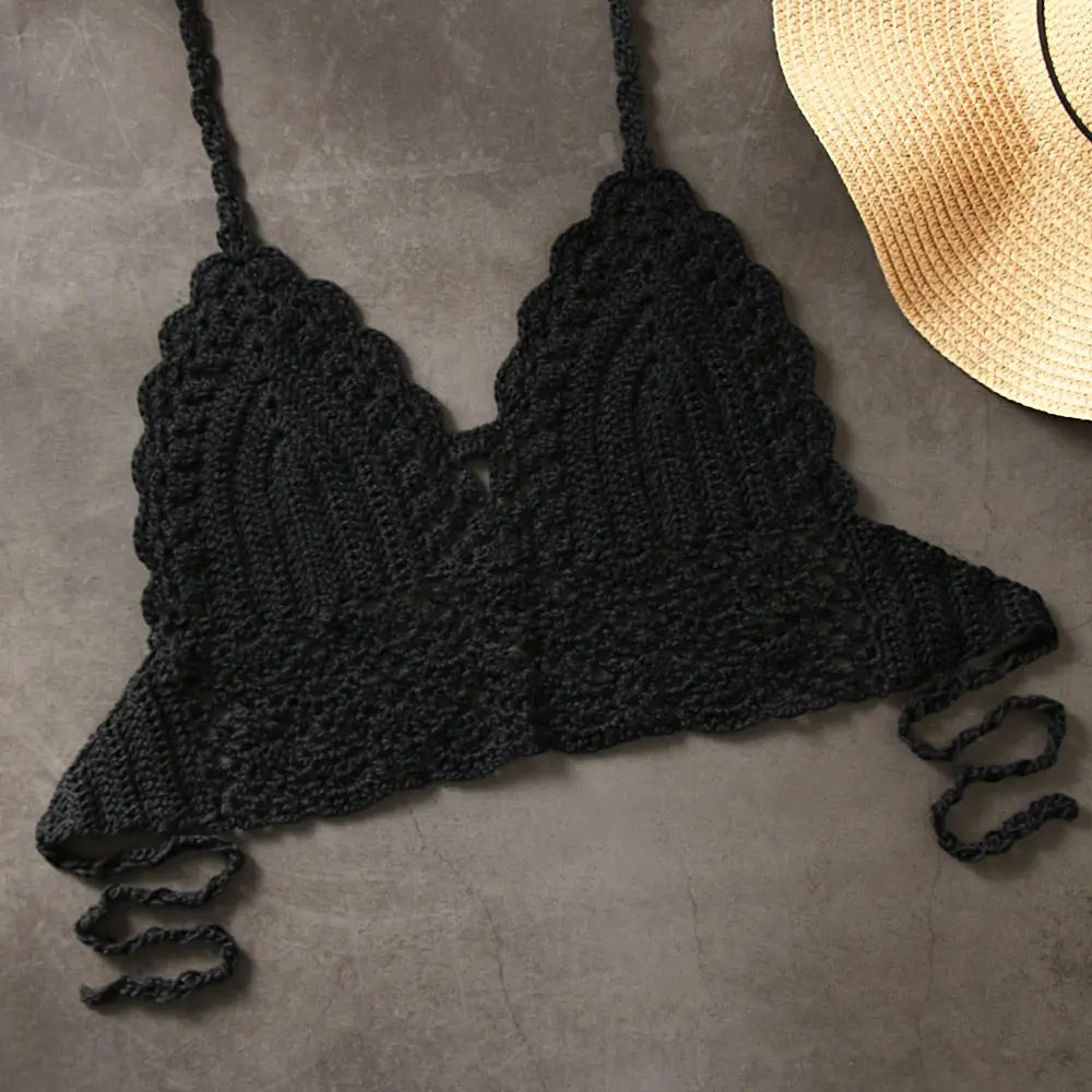 Women's Crochet Knit Halter Bralette