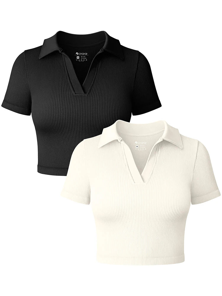 Women's T Shirt Sexy Short Sleeved Polo Shirt Casual Sports Tennis Shirt Tight Fit Fitness Yoga Top Ladies top - lily supply