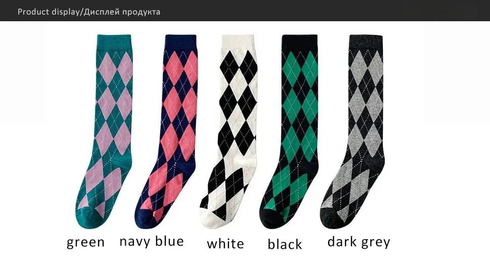 Women's Organic Cotton Diamond Thigh High Socks – Textured Long Socks - lily supply
