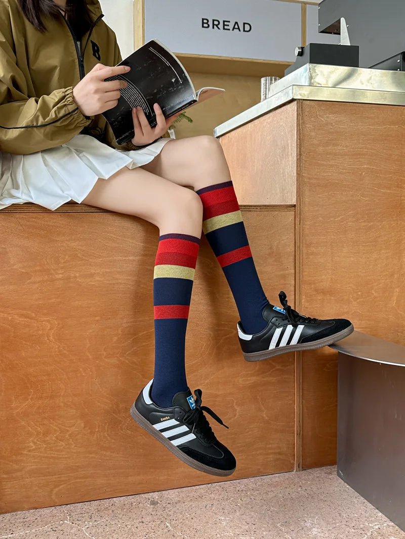 Women's Korean Vintage Over Knee Long Socks - Trendy Fashion Stockings - lily supply
