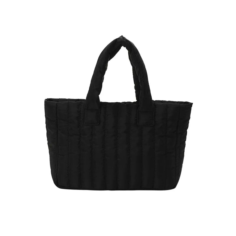 Women's Cotton Padded Nylon Tote Handbag - Large Capacity Solid Casual Elegant - lily supply